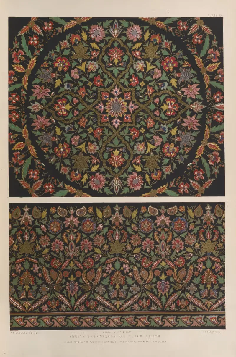 Индийская вышивка на черной ткани by Мэтью Дигби Уайатт, 1851 - 1853 — digital art print download
