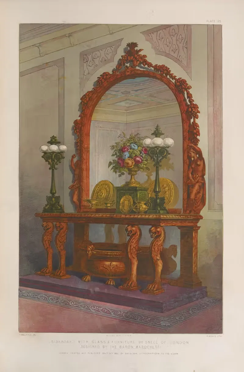Sideboard with glass & furniture — Matthew Digby Wyatt