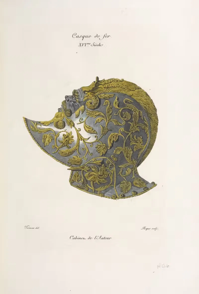 Casque de fer. XVIme. siècle. by Nicolas Xavier Willemin, 1839 — digital art print download
