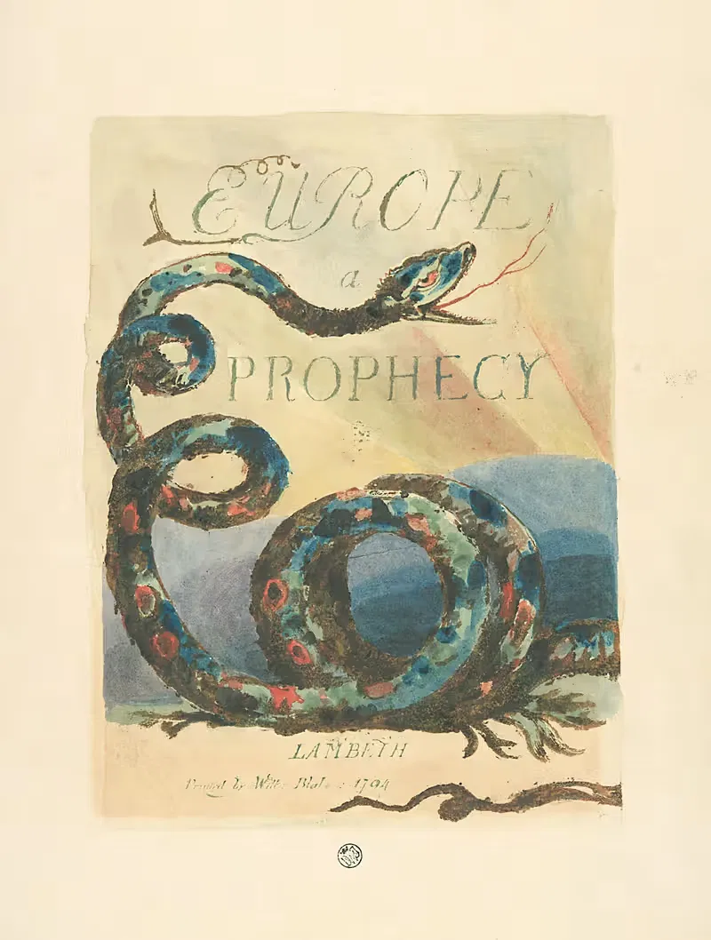 Европа; пророчество – Титульный лист by Уильям Блейк, 1794 — digital art print download