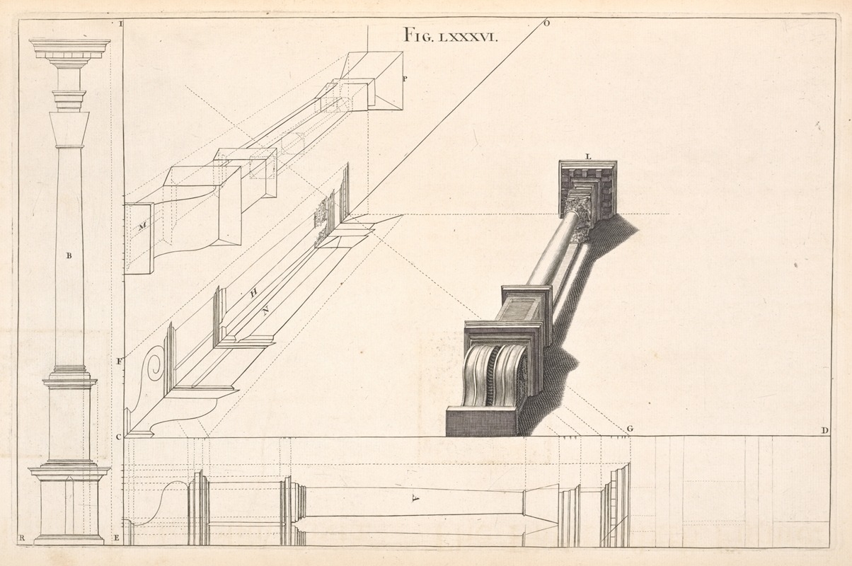 A column in horizontal perspective. by Andrea Pozzo, 1707 — digital art print download