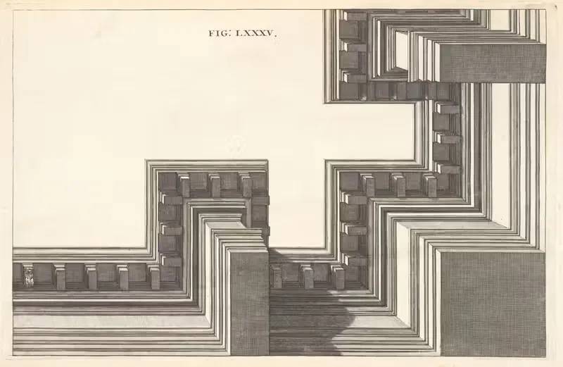 Коринфская карнизация в горизонтальной перспективе. by Андреа Поссо, 1707 — digital art print download