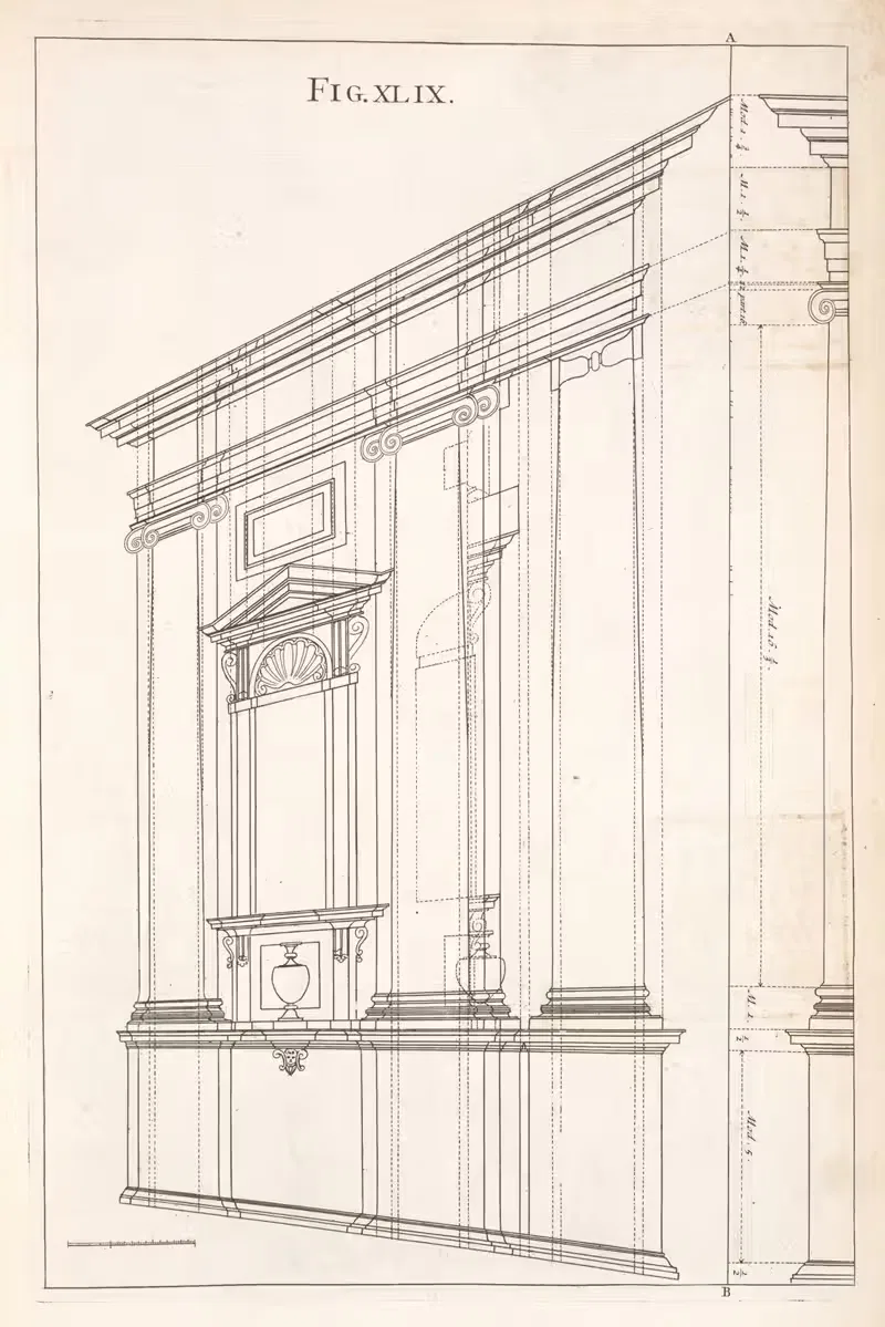 Elevation of the Ionick design in perspective. — Andrea Pozzo