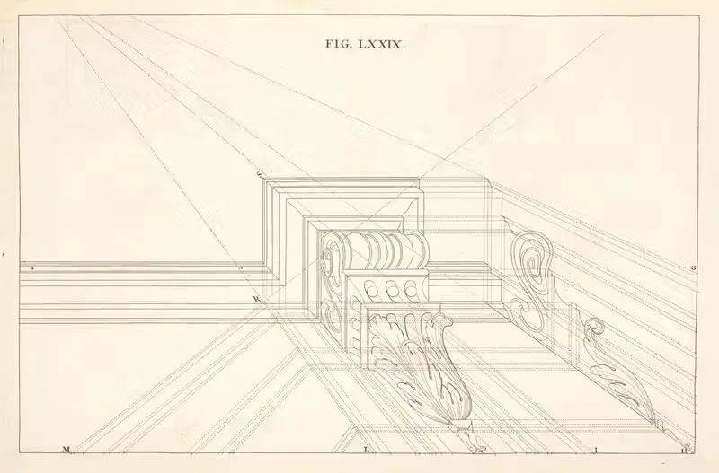 The plan and elevation of a corbel in perspective. — Andrea Pozzo