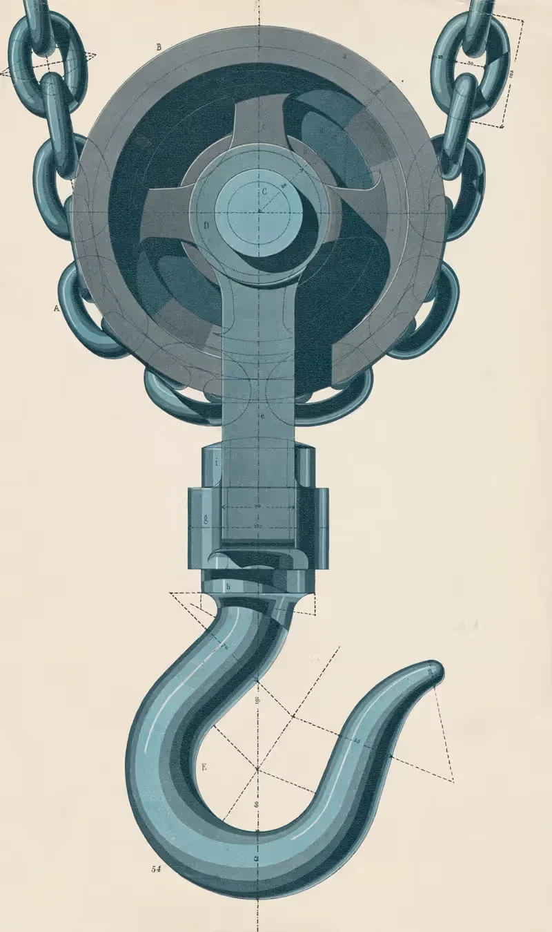 Блок с подвесной цепью и крюком by Аноним, 1963 — digital art print download