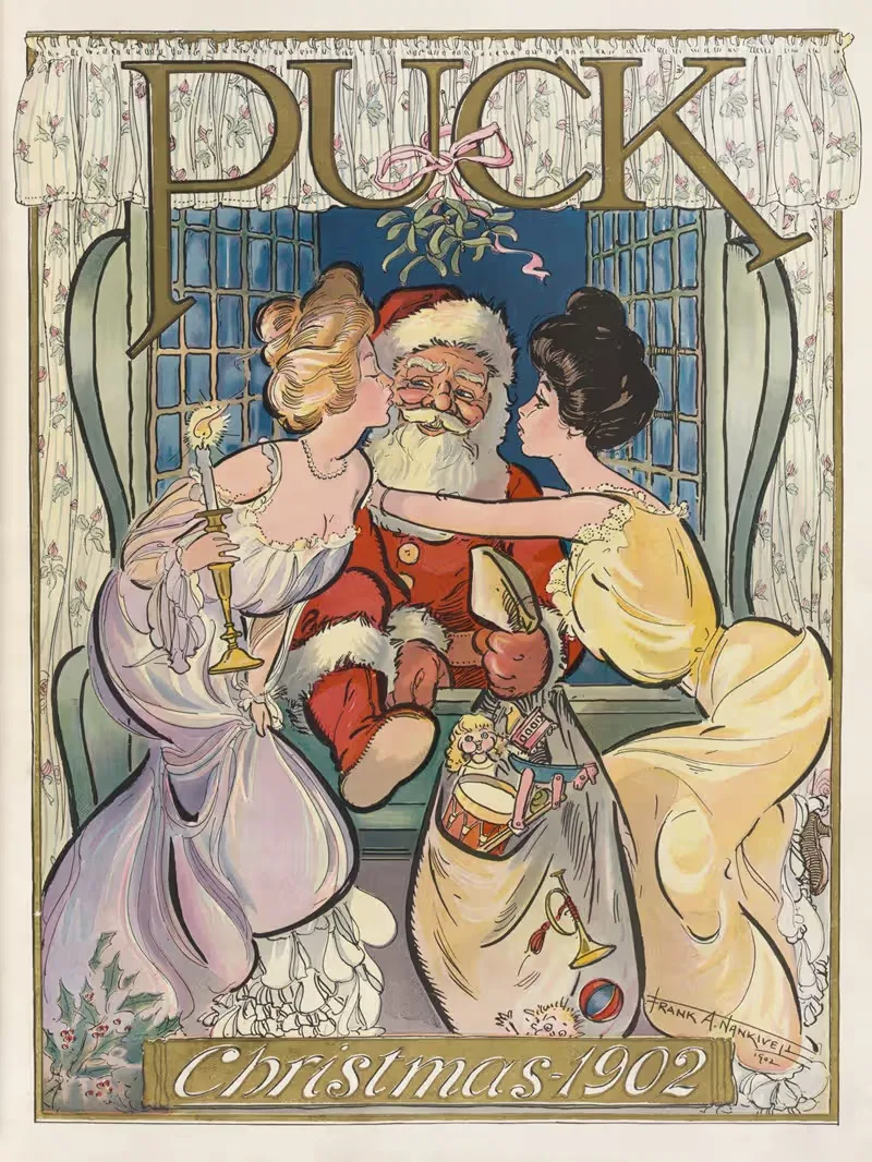 Puck Christmas by Frank Arthur Nankivell, 1902 — digital art print download
