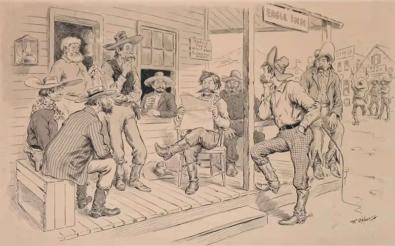 Чтение газеты в гостинице "Орел by Фредерик Бурр Оппер, 1896 — digital art print download
