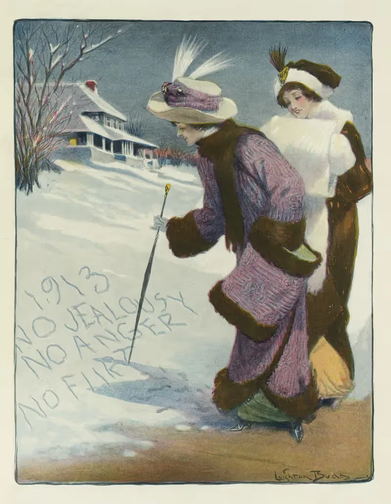 Новогодние обещания – пока они не растаяли! by Лейтон Бадд, 1913 — digital art print download