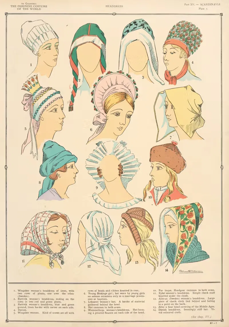Скандинавия – Головные уборы by Поль Луи де Жиффери, 1926 - 1927 — digital art print download
