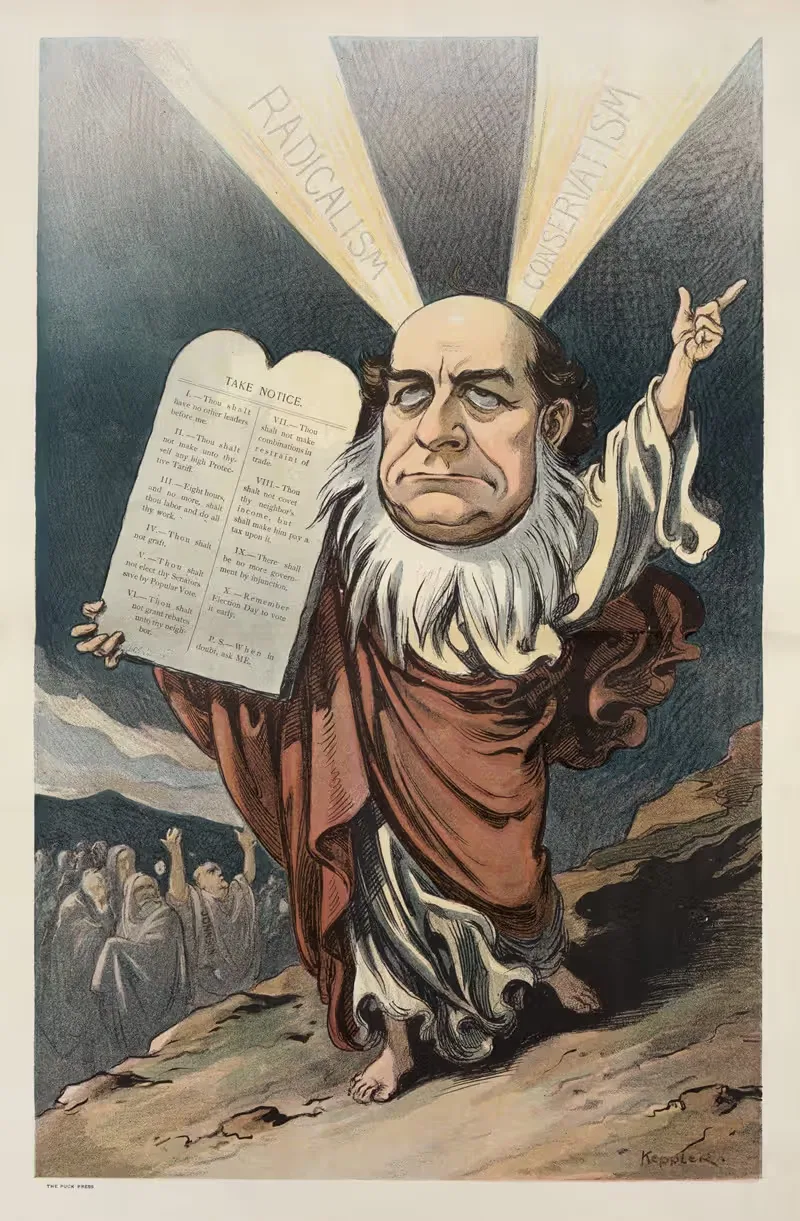 The Democratic Moses and his selfmade commandments by Udo Keppler, 1906 — digital art print download