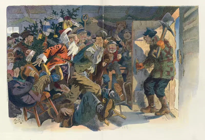 Christmas in a mining camp by Will Crawford, 1912 — digital art print download