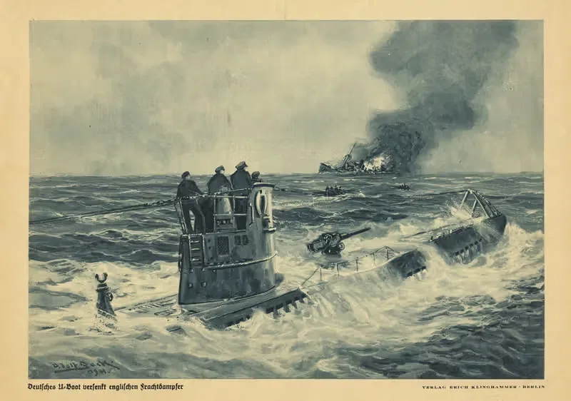 Deutsches U-boot versenkt englischen frachtdampfer — Adolf Bock