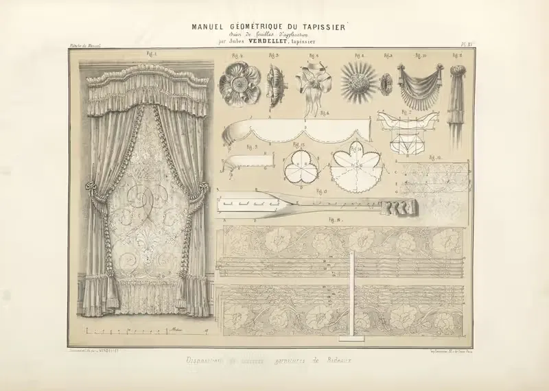 Disposition de diverses garnitures de rideaux. — Jules Verdellet