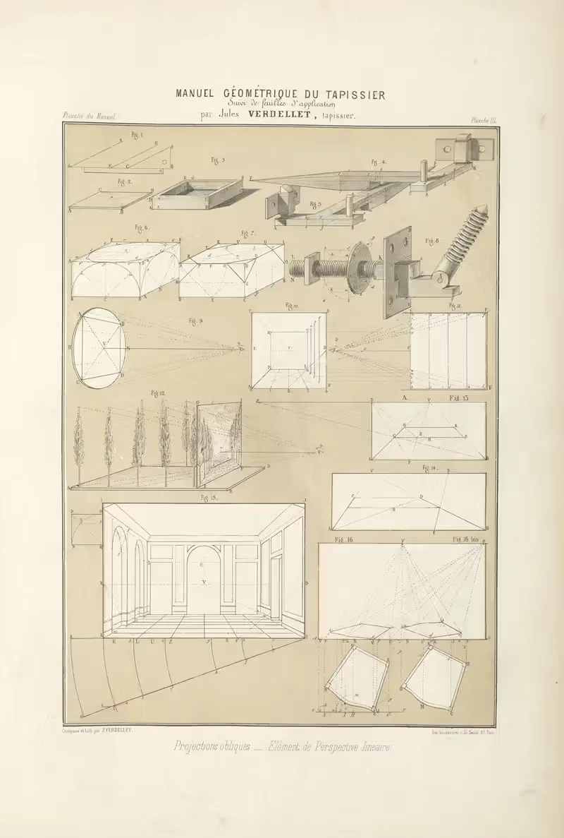 Projections obliques–Elément de perspective linéaire. — Jules Verdellet