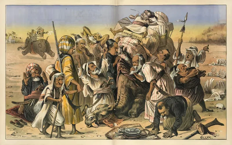 Blundering in a perilous position by Bernhard Gillam, 1884 — digital art print download