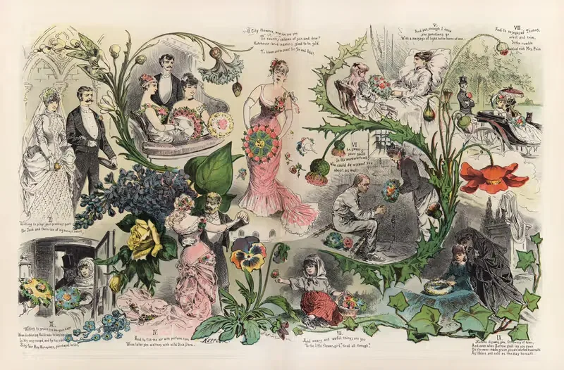 City flowers by Joseph Ferdinand Keppler, 1886 — digital art print download