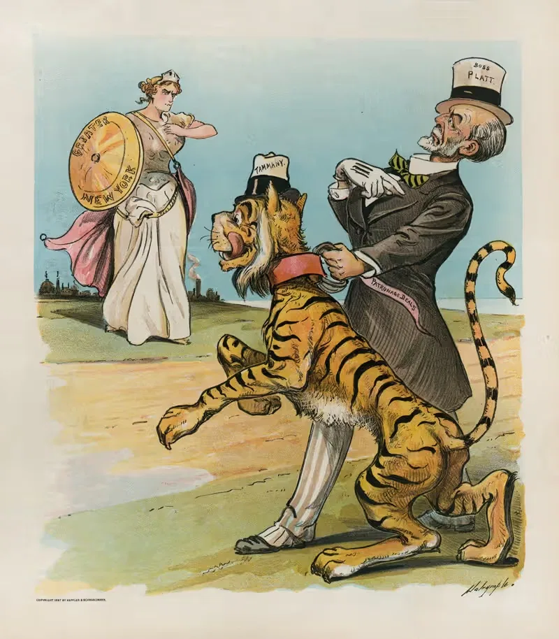 Accept me, or I'll let loose the tiger!!! — Louis Dalrymple