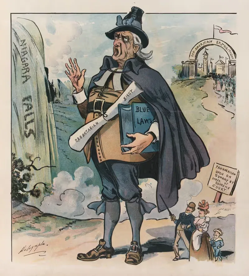 Two things he can't stop on sunday by Louis Dalrymple, 1901 — digital art print download