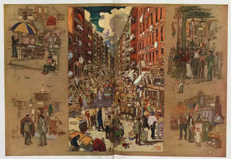 Летние дни на восточной стороне Нью-Йорка by Рэймонд Кроуфорд Юэр, 1914 — digital art print download