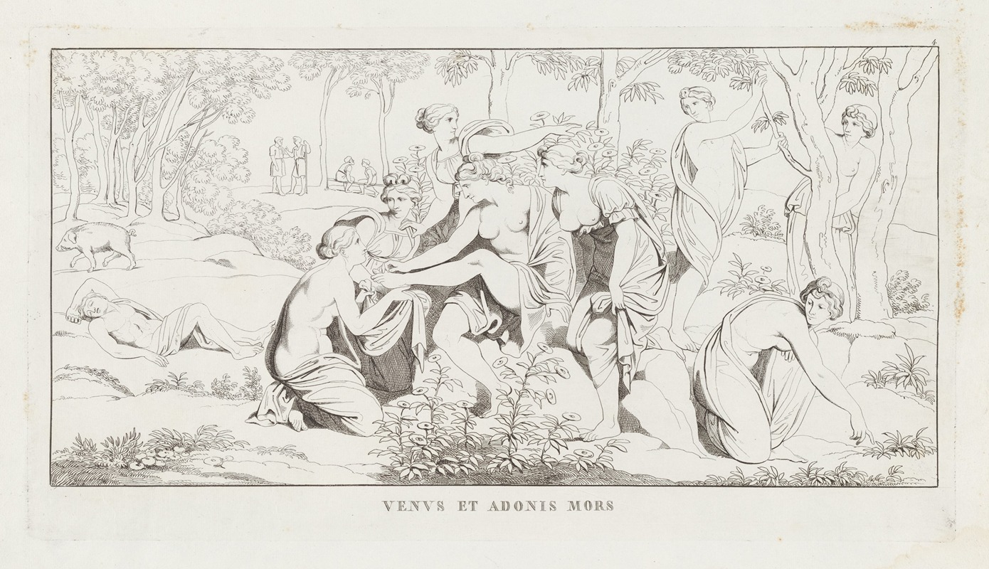 Venus et Adonis Mors by Джулио Романо, 1825 — digital art print download