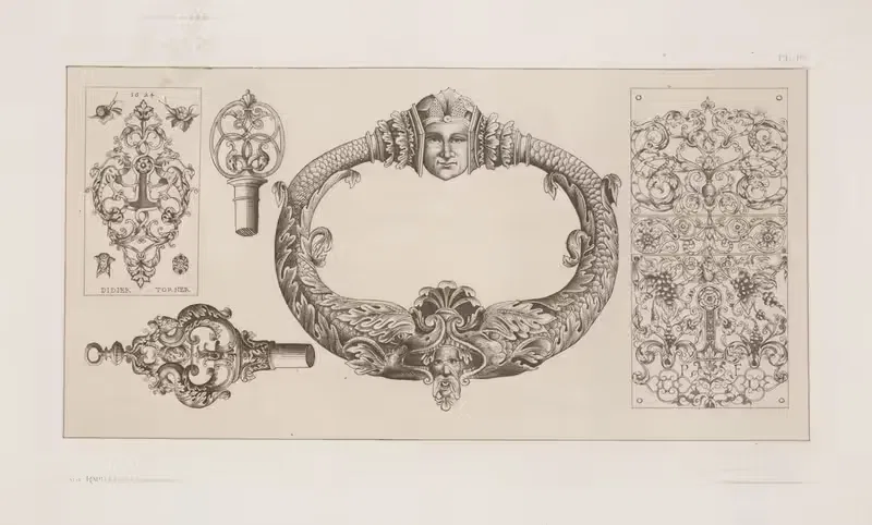 Дизайны для дверных ручек и ключей by Андре-Шарль Булле, 1875-1890 — digital art print download