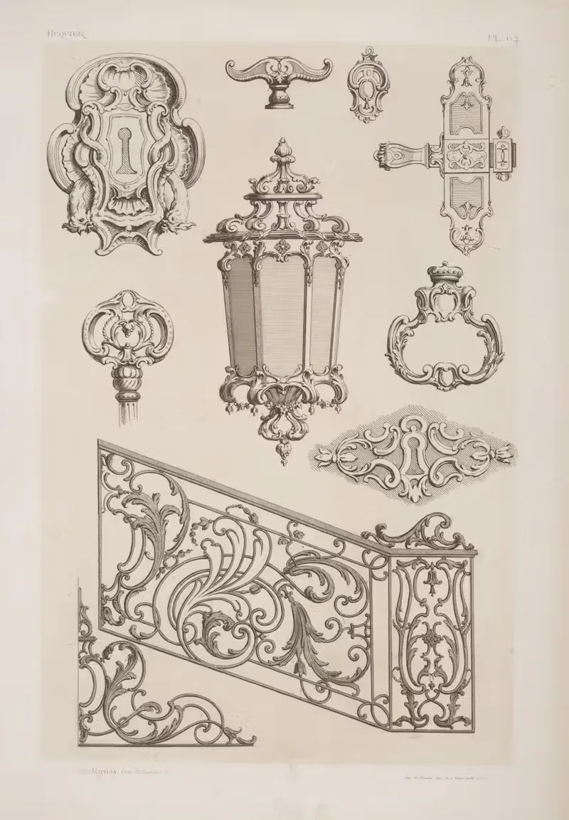 Эскизы для замочных скважин, лампы, ворот by Андре-Шарль Булле, 1875-1890 — digital art print download
