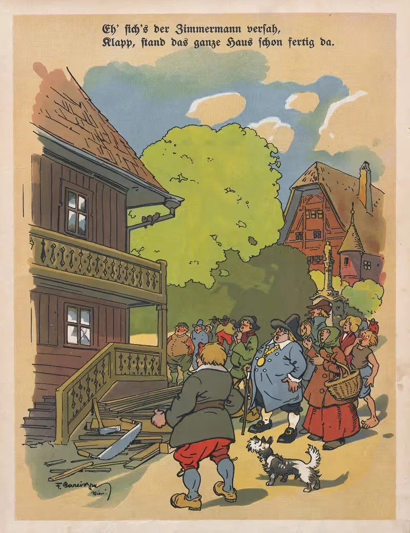 Die Heinzelmännchen Pl.4 by Fritz Gareis jr., 1912 — digital art print download