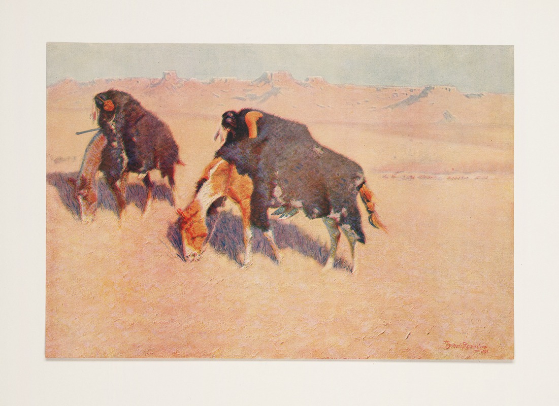 Indians simulating buffalo by Frederic Remington, 1909 — digital art print download