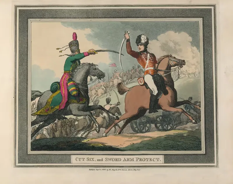 Вырезать шесть и защитить руку мечом by Томас Роуландсон, 1799 — digital art print download