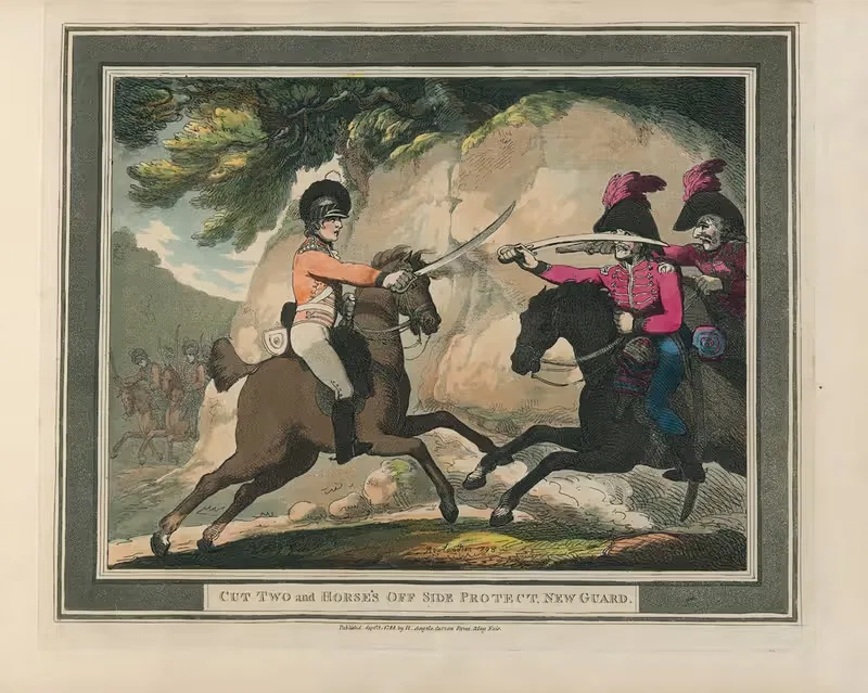 Cut Two and Horses Off Side Protect, New Guard — Thomas Rowlandson