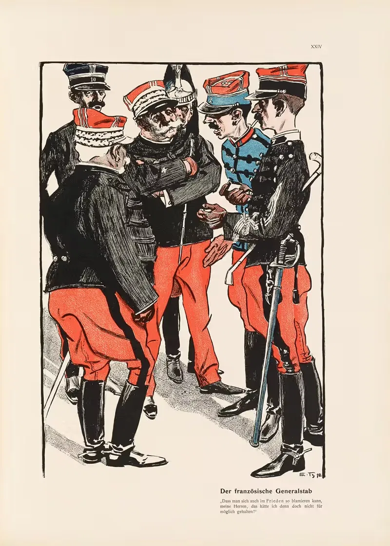 Der französische Generalstab by Eduard Thöny, 1901 — digital art print download