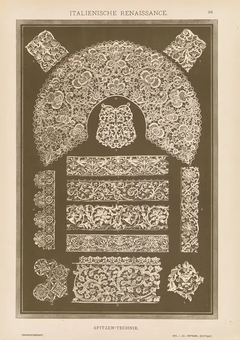 Итальянское Возрождение – Spitzen-Technik by Генрих Дольметш, 1887 — digital art print download