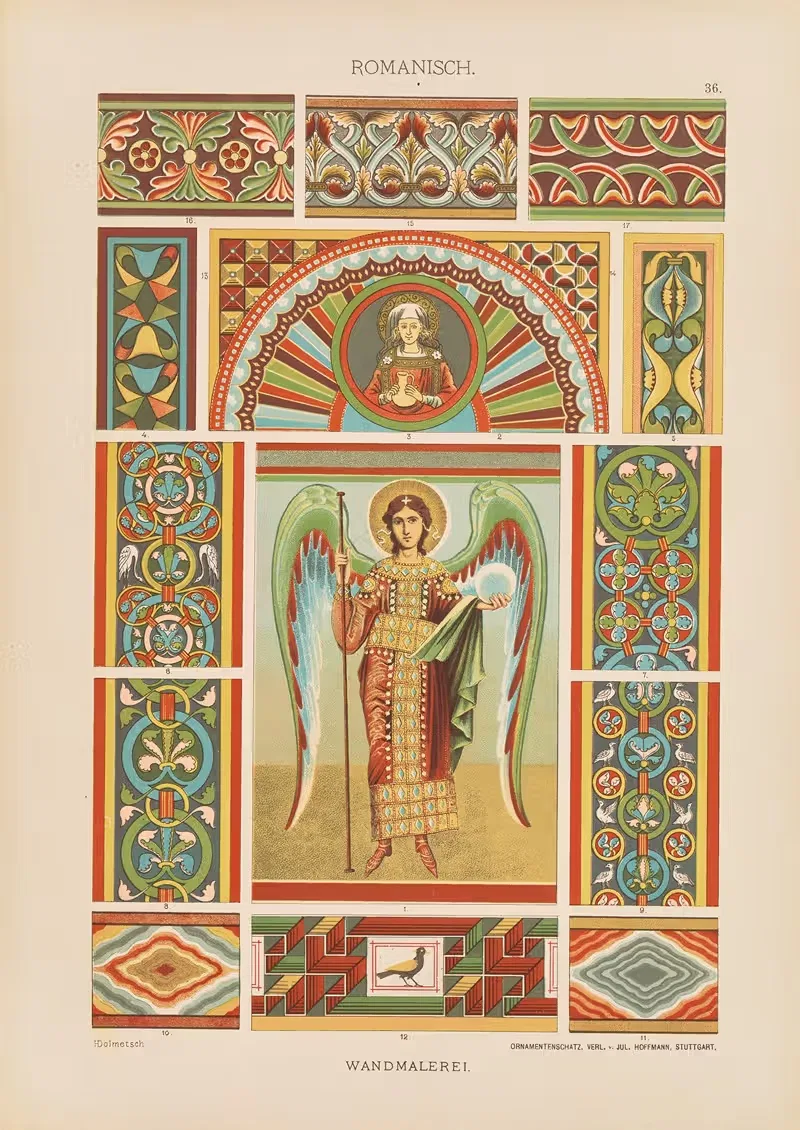 Романский – Настенная живопись by Генрих Дольметш, 1887 — digital art print download
