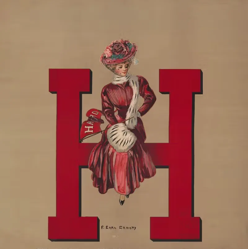 Woman sitting on giant H — Campbell, Metzger & Jacobson