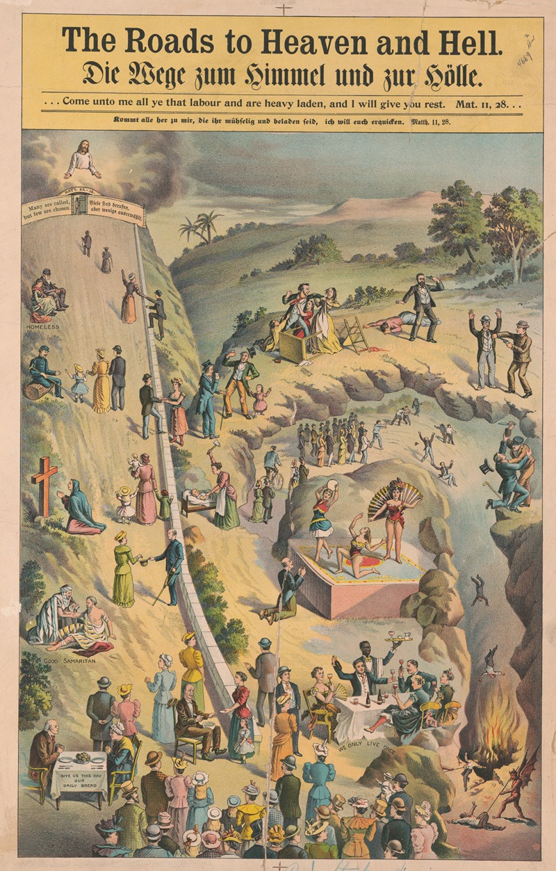 The roads to Heaven and Hell by R.J. Stock, 1896 — digital art print download