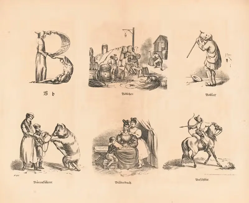 Самая большая картинка ABC. Б by Теодор Хоземанн, 1828 — digital art print download