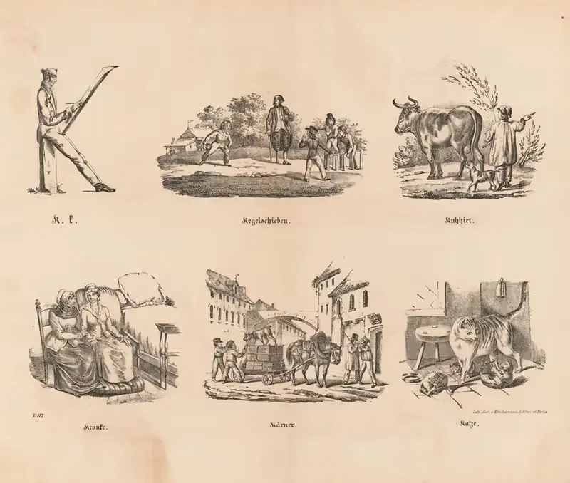 Самое большое изображение алфавита. К by Теодор Хоземанн, 1828 — digital art print download