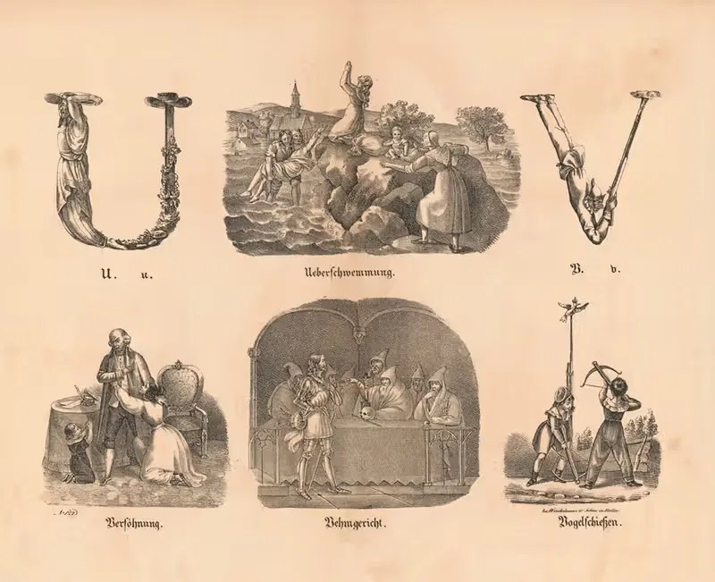 Самая большая картинка ABC. U;V by Теодор Хоземанн, 1828 — digital art print download