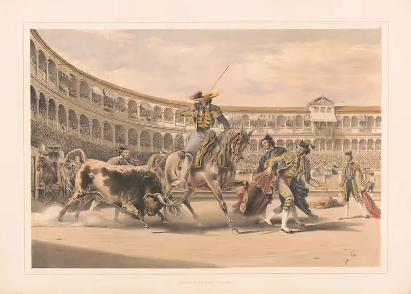 Бык, нападающий на пикатора by Уильям Генри Лейк Прайс, 1860-1870 — digital art print download