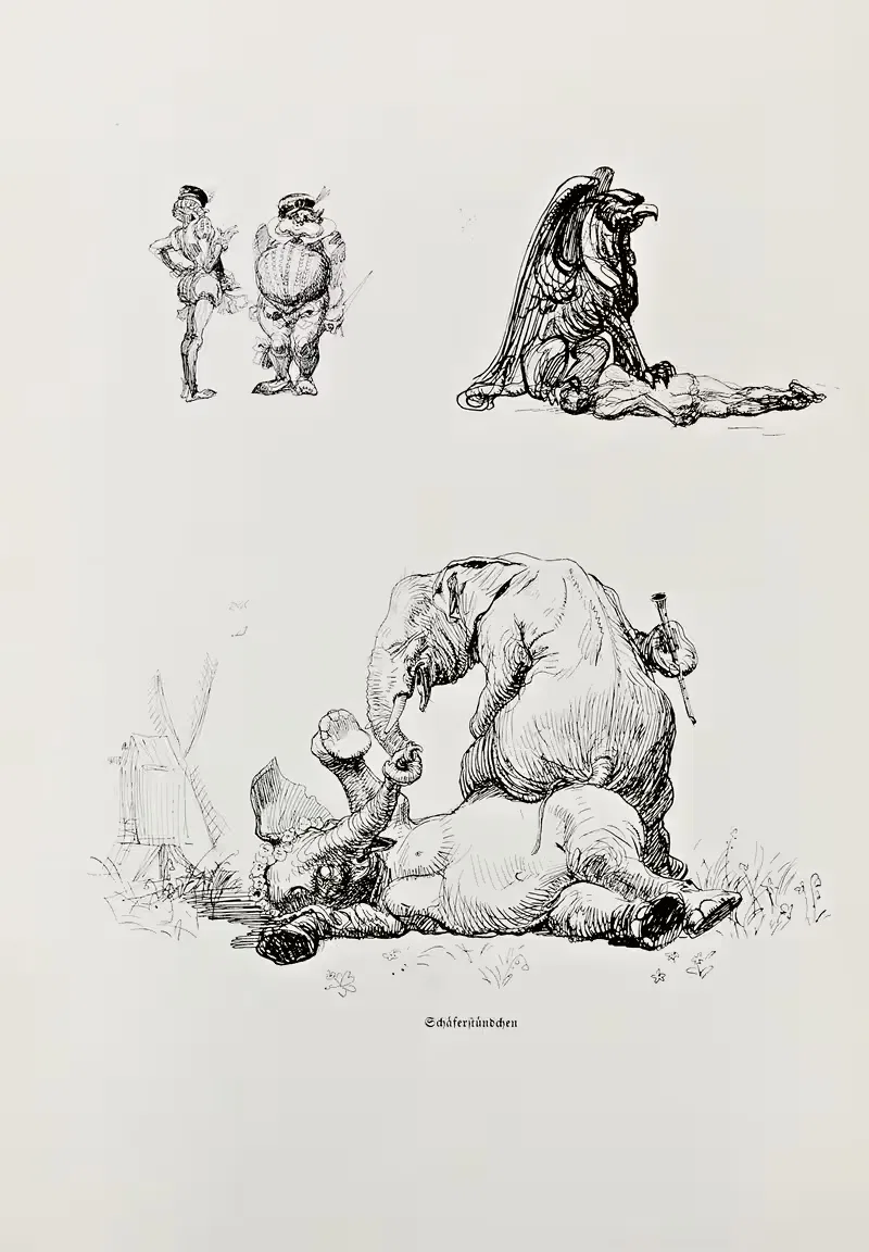 Skizzenbuch Pl.080 by Heinrich Kley, 1909 — digital art print download