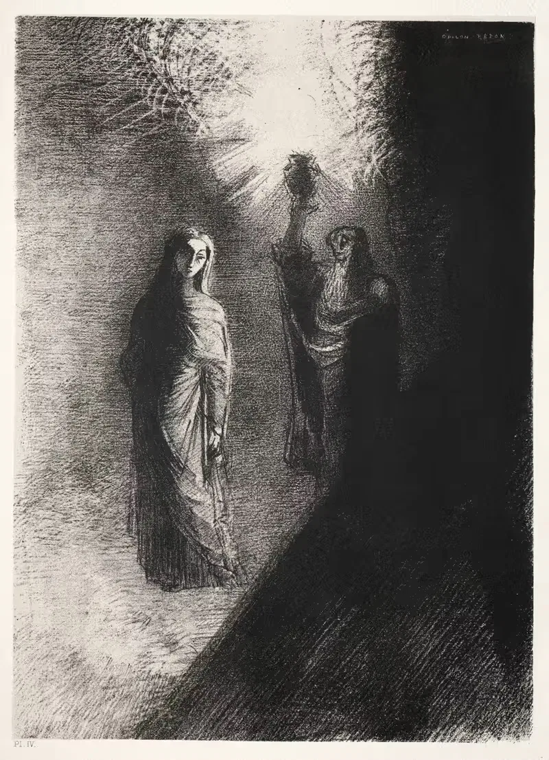 Он поднимает бронзовую урну by Одилон Редон, 1888 — digital art print download