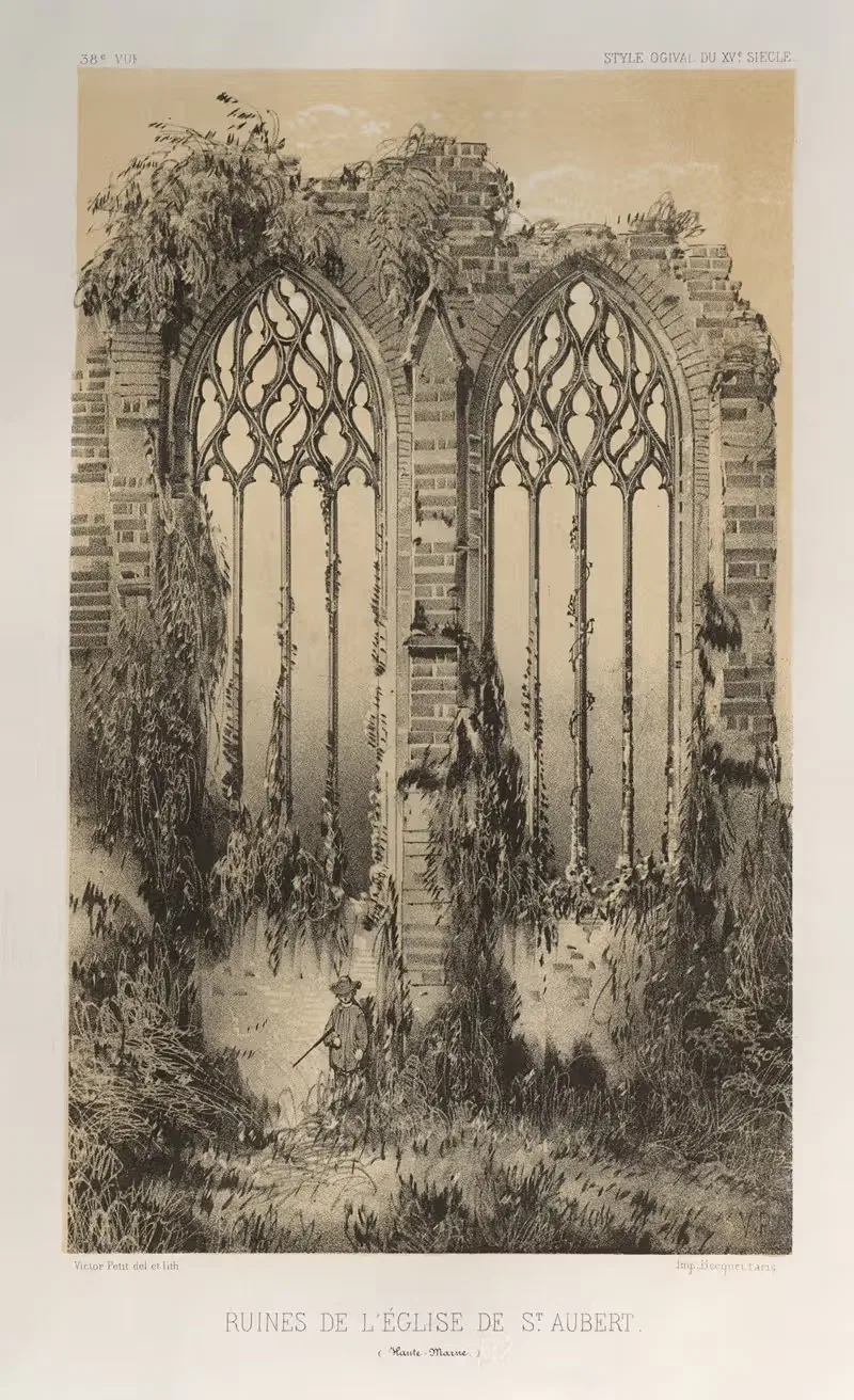 Ruines De L'Église De St. Aubert (Haute-Marne) — Victor Petit