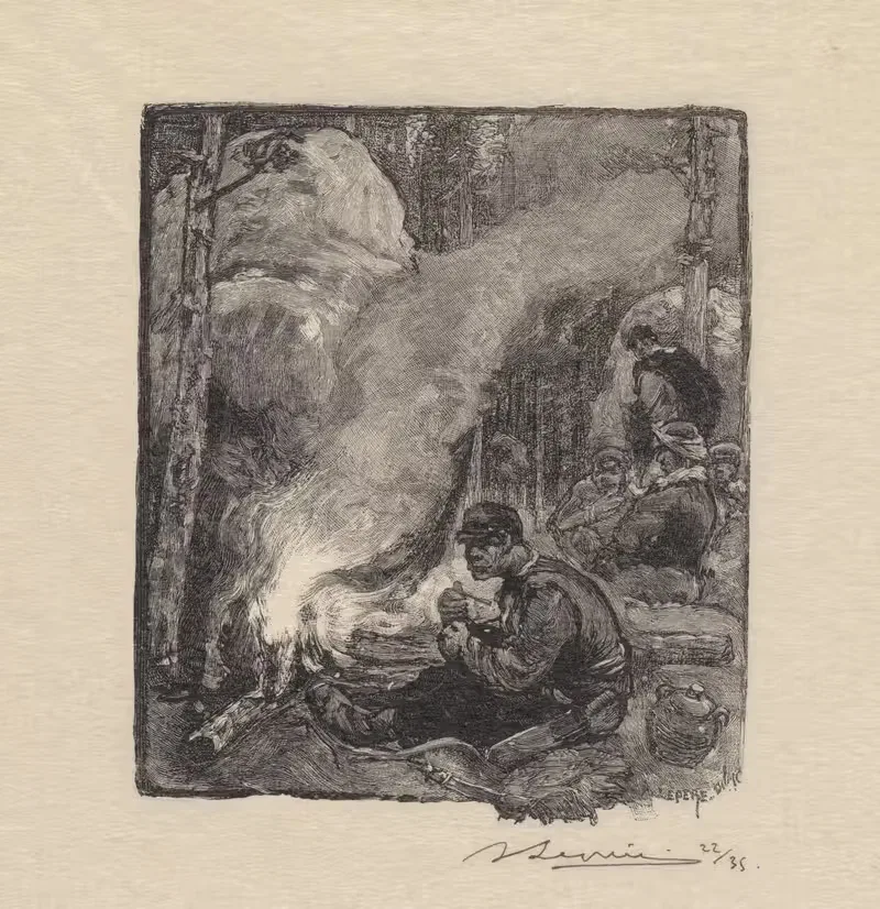 Ужин лесорубов by Огюст Луи Лепер, 1890 — digital art print download