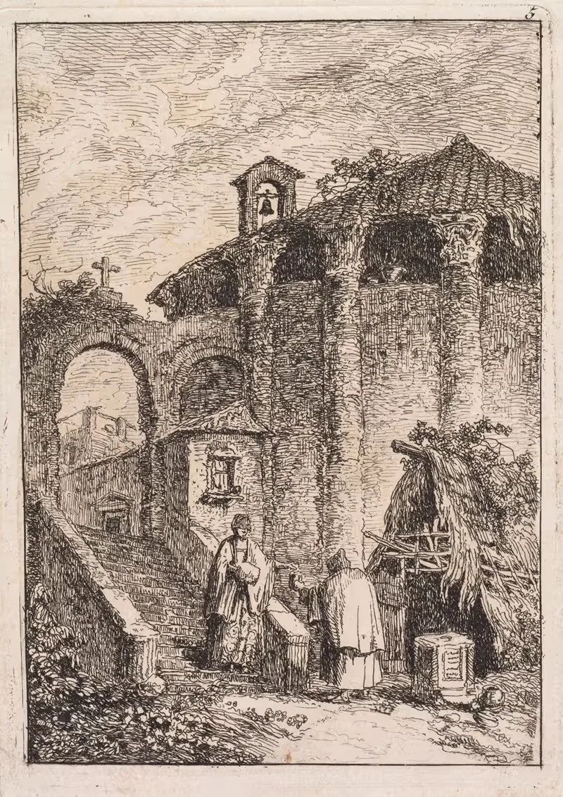 Античный храм by Юбер Робер, 1763-1764 — digital art print download