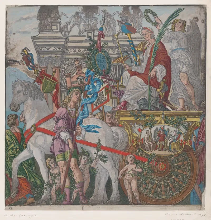 Julius Caesar in his horse-drawn chariot — Andrea Mantegna
