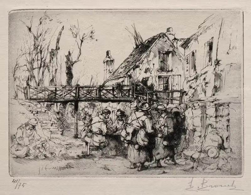 The Halt at the Village — Auguste Brouet