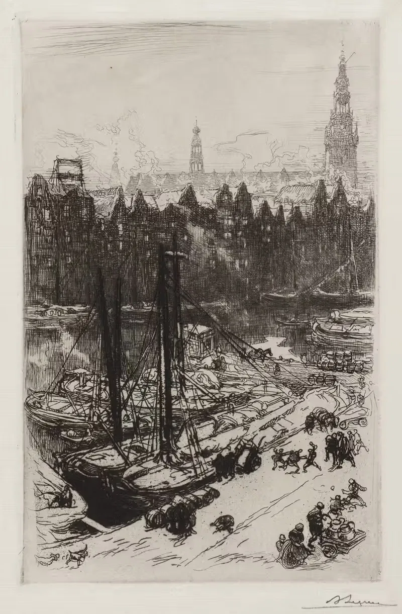 Amsterdam, vue de Victoria Hotel — Auguste Louis Lepère