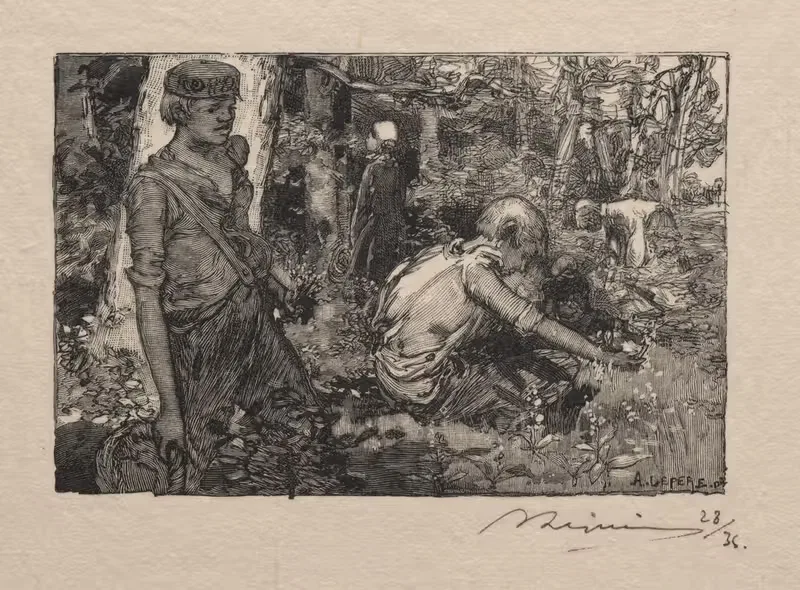 Сбор ландышей by Огюст Луи Лепер, 1890 — digital art print download