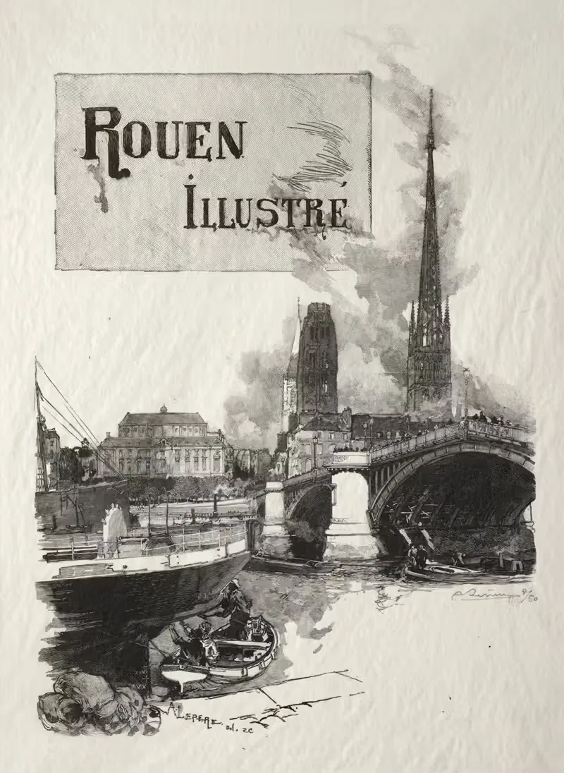 Frontispiece de Rouen Illustré by Auguste Louis Lepère, 1896 — digital art print download