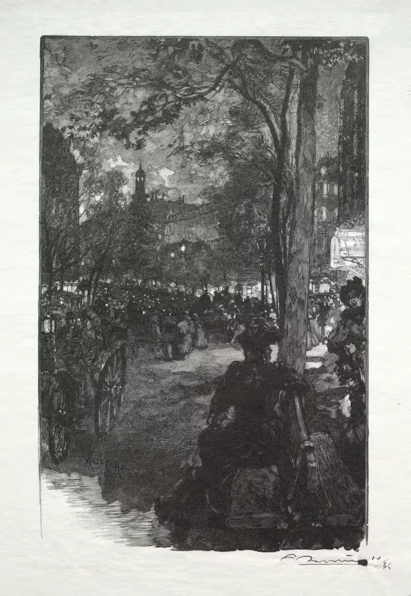 Бульвар Монмартр, вечер by Огюст Луи Лепер, 1890 — digital art print download